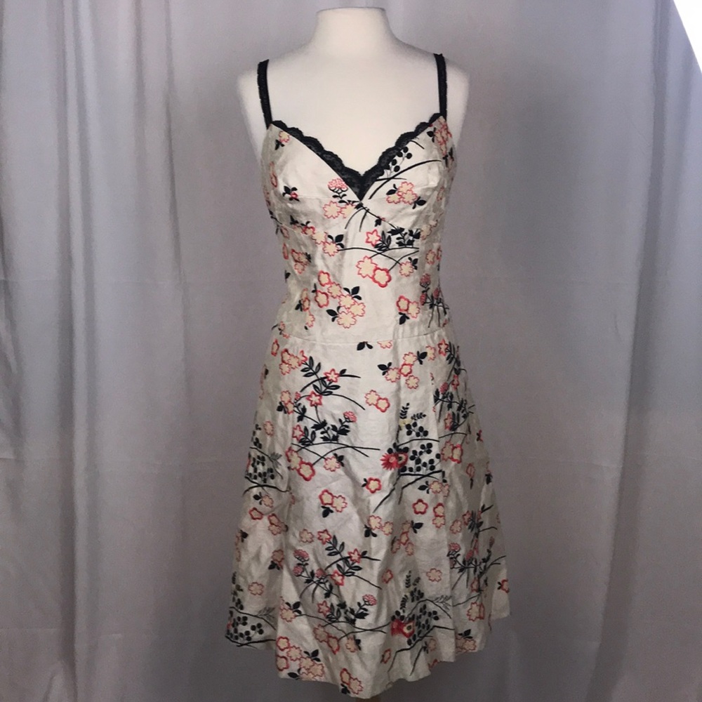 Kay Unger Satin Embroided Dress